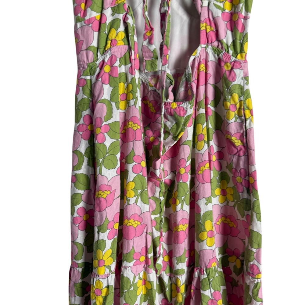 Show Me Your MuMu Cathy Pink Retro Floral Sweetheart Tie Back Puff Maxi Dress M - Picture 14 of 16
